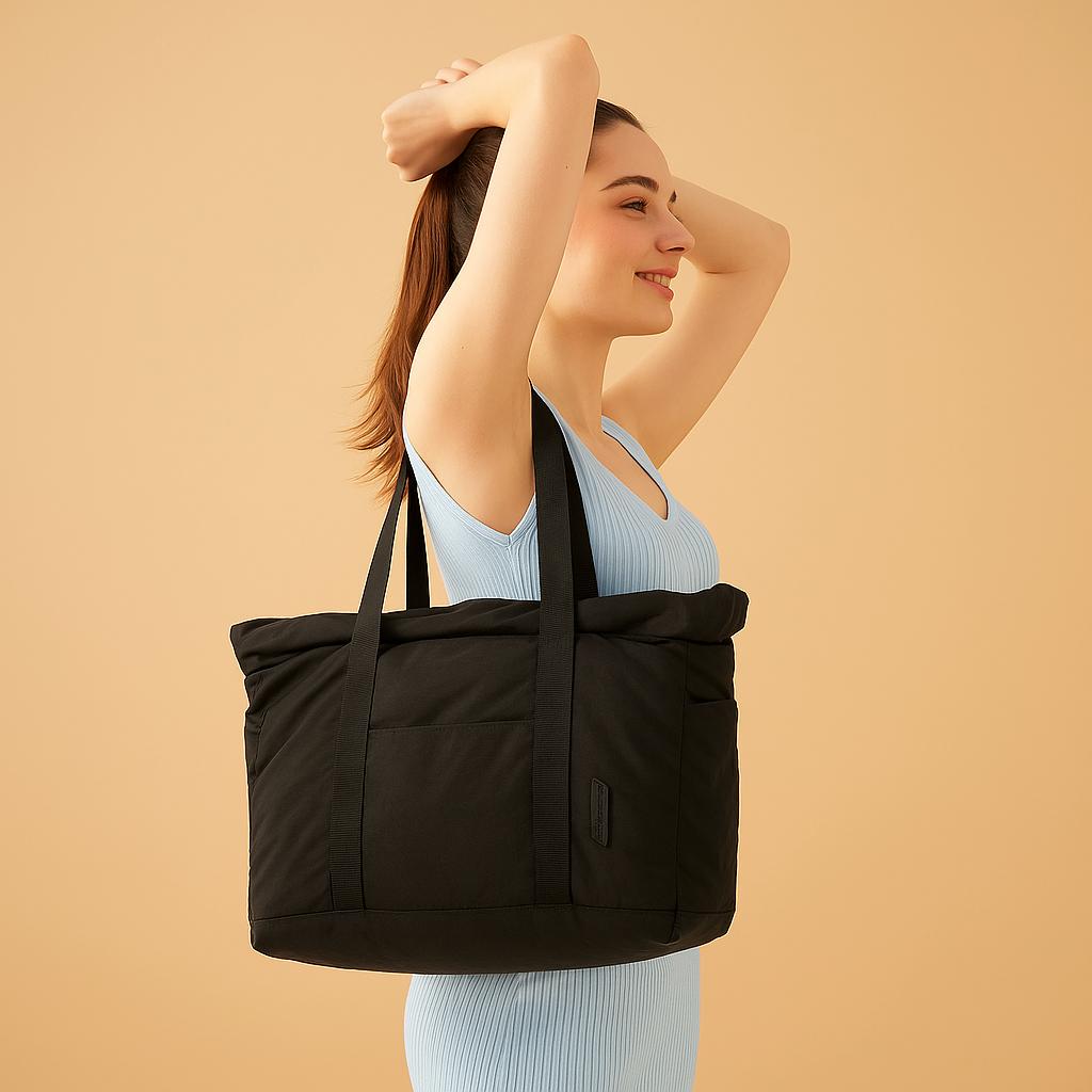 Stylish waterproof commuter tote bag for women with multiple compartments, perfect for work, gym, and daily essentials.