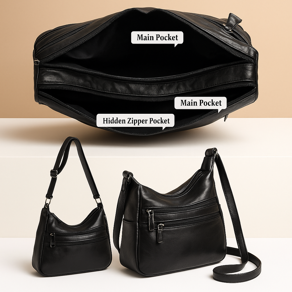 Compact anti-theft crossbody bag for women with secure zip closures, adjustable strap, and water-resistant design for everyday use.