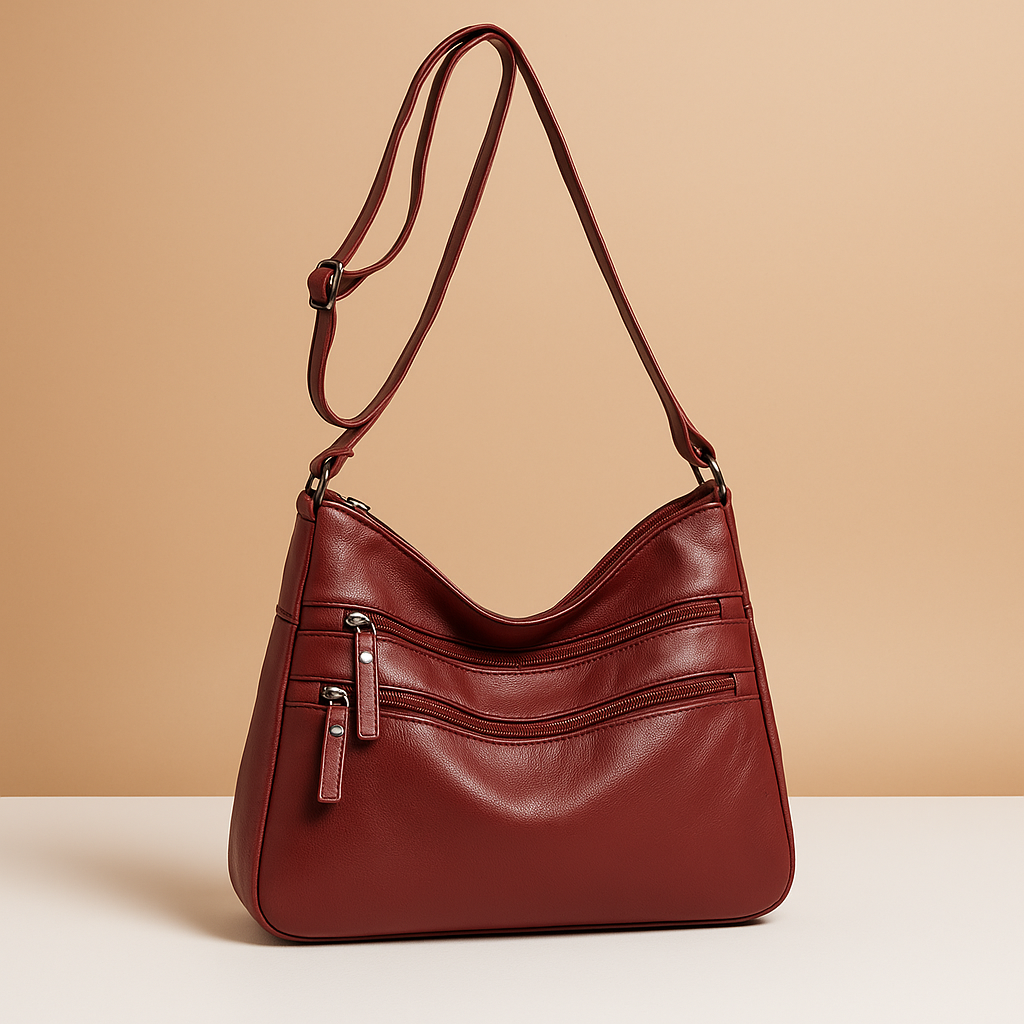 Compact anti-theft crossbody bag for women with secure zip closures, adjustable strap, and water-resistant design for everyday use.