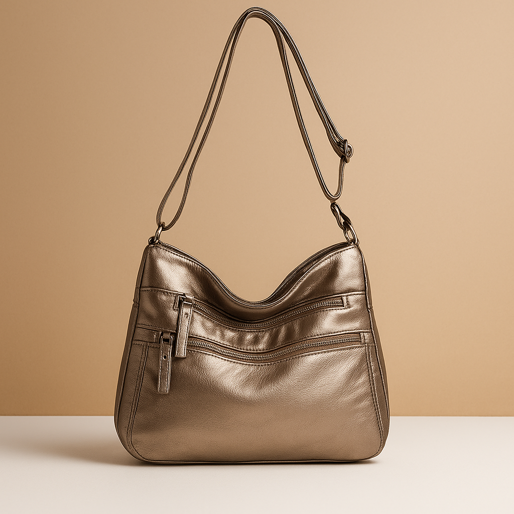 Compact anti-theft crossbody bag for women with secure zip closures, adjustable strap, and water-resistant design for everyday use.