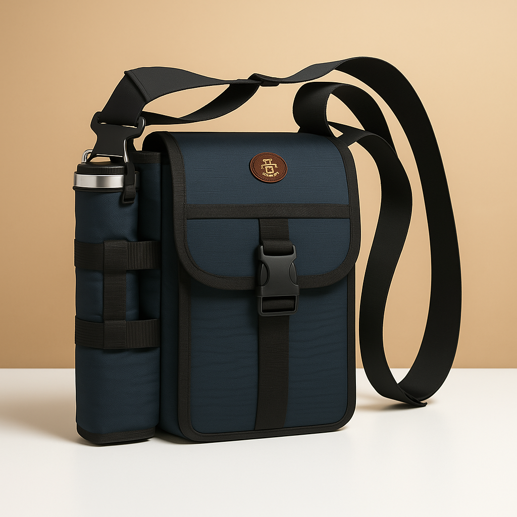 Men’s compact crossbody travel bag with water bottle holder, anti-theft pocket, and adjustable strap for secure and hands-free exploring.