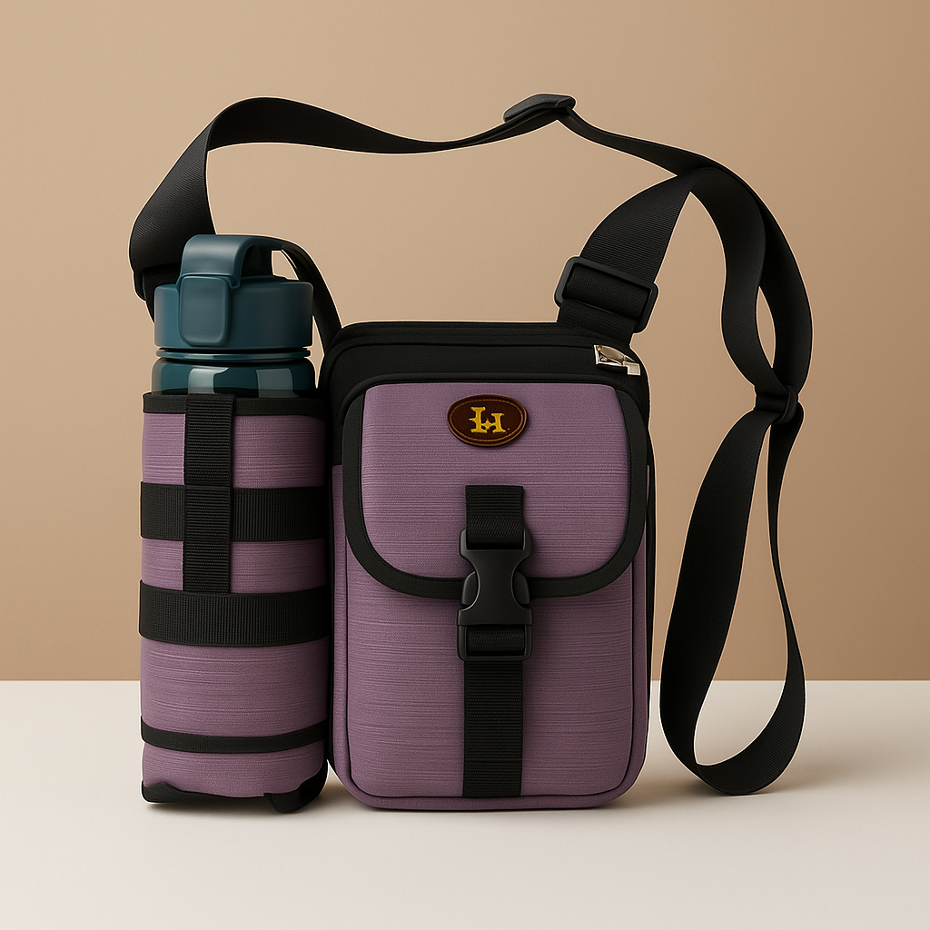 Men’s compact crossbody travel bag with water bottle holder, anti-theft pocket, and adjustable strap for secure and hands-free exploring.