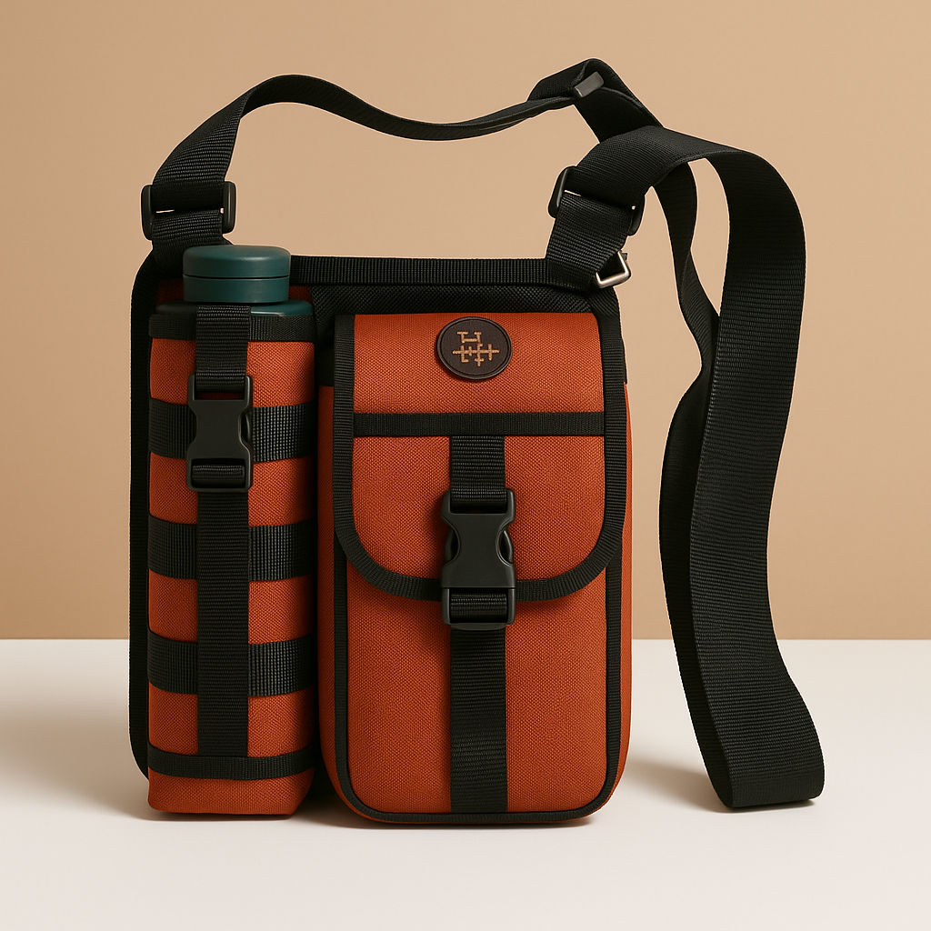 Men’s compact crossbody travel bag with water bottle holder, anti-theft pocket, and adjustable strap for secure and hands-free exploring.