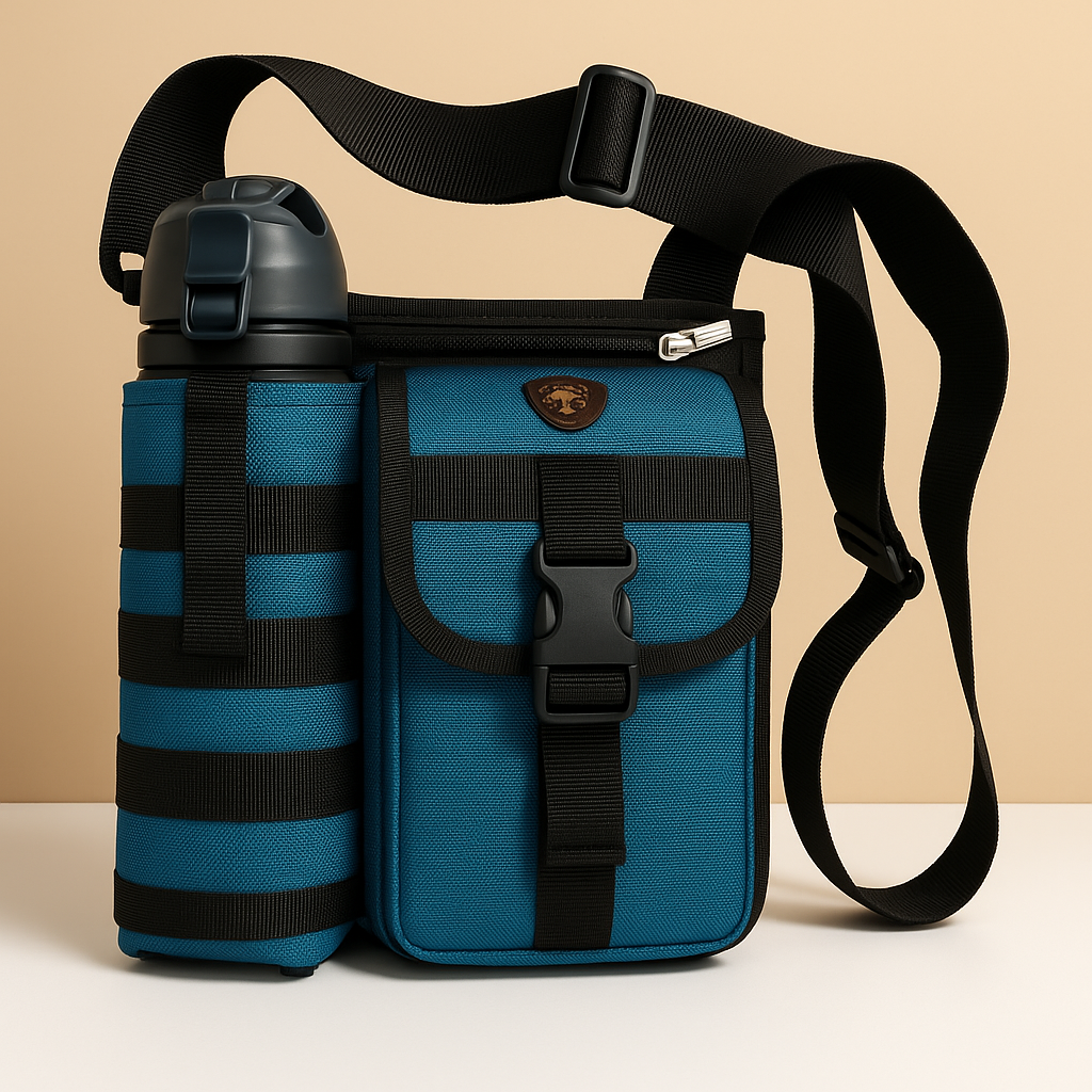 Men’s compact crossbody travel bag with water bottle holder, anti-theft pocket, and adjustable strap for secure and hands-free exploring.