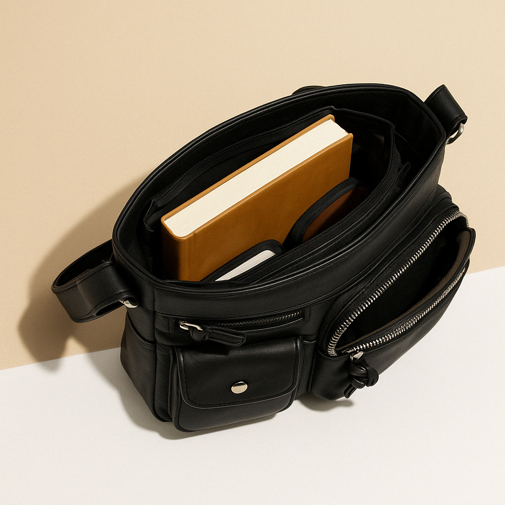 Women’s convertible anti-theft leather shoulder bag with hidden compartments, lightweight design, and modern style for daily use