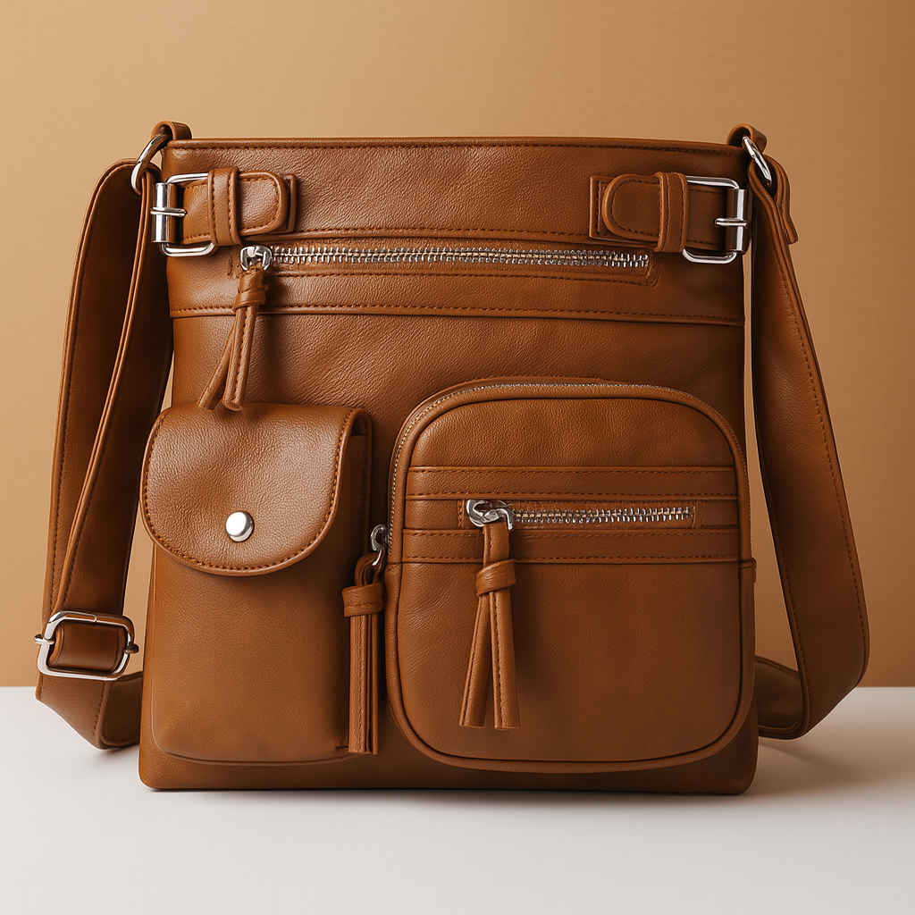 Women’s convertible anti-theft leather shoulder bag with hidden compartments, lightweight design, and modern style for daily use