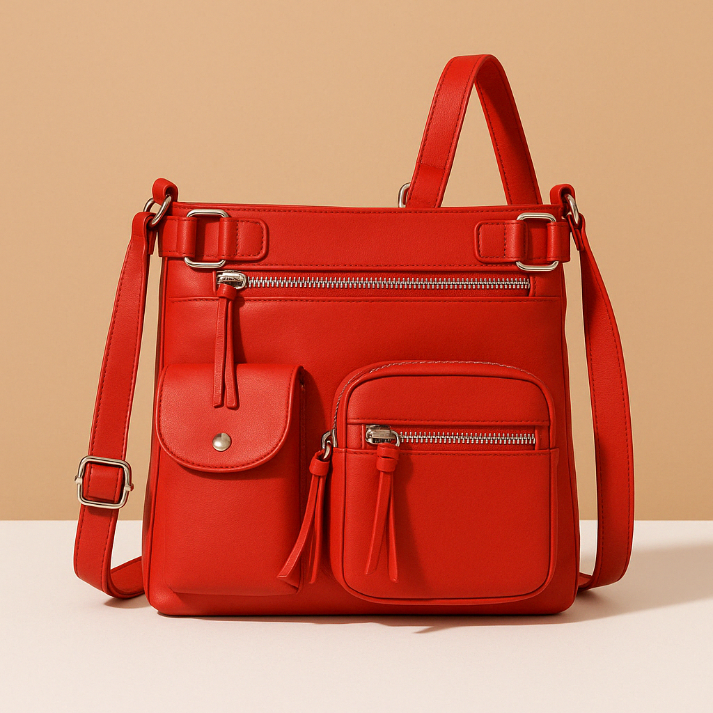 Women’s convertible anti-theft leather shoulder bag with hidden compartments, lightweight design, and modern style for daily use