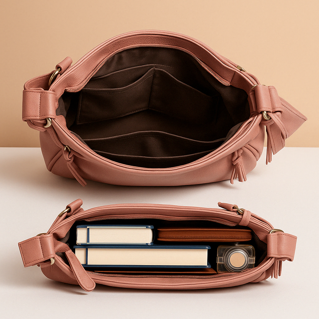 Women’s convertible anti-theft leather shoulder bag with hidden compartments, lightweight design, and modern style for daily use