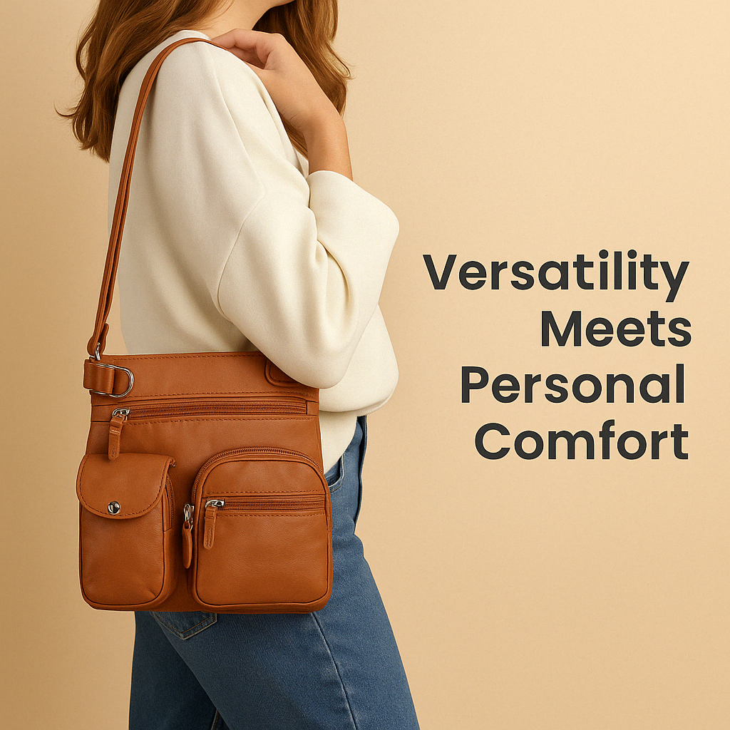 Women’s convertible anti-theft leather shoulder bag with hidden compartments, lightweight design, and modern style for daily use