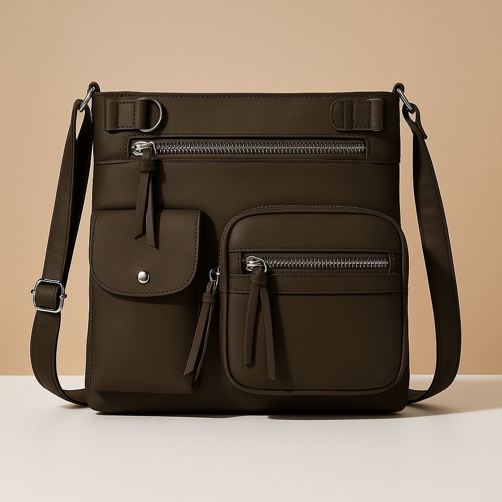 Women’s convertible anti-theft leather shoulder bag with hidden compartments, lightweight design, and modern style for daily use