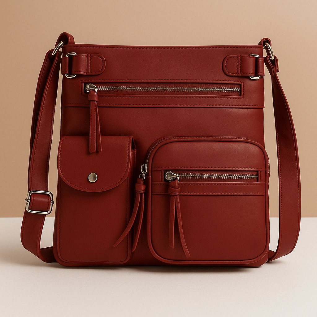 Women’s convertible anti-theft leather shoulder bag with hidden compartments, lightweight design, and modern style for daily use