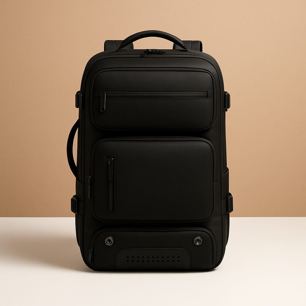Waterproof convertible backpack duffle bag for men featuring USB-charging port, ventilated shoe compartment, and multiple carrying styles for effortless travel.