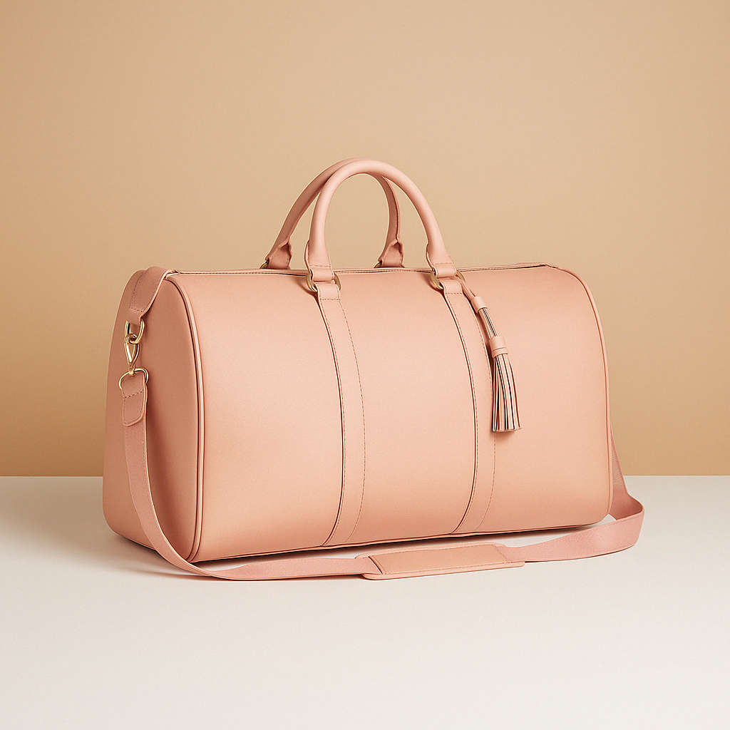 Convertible garment duffle bag for women with wrinkle-free flat packing design, water-resistant polyester material, and TSA-approved size for stylish travel.
