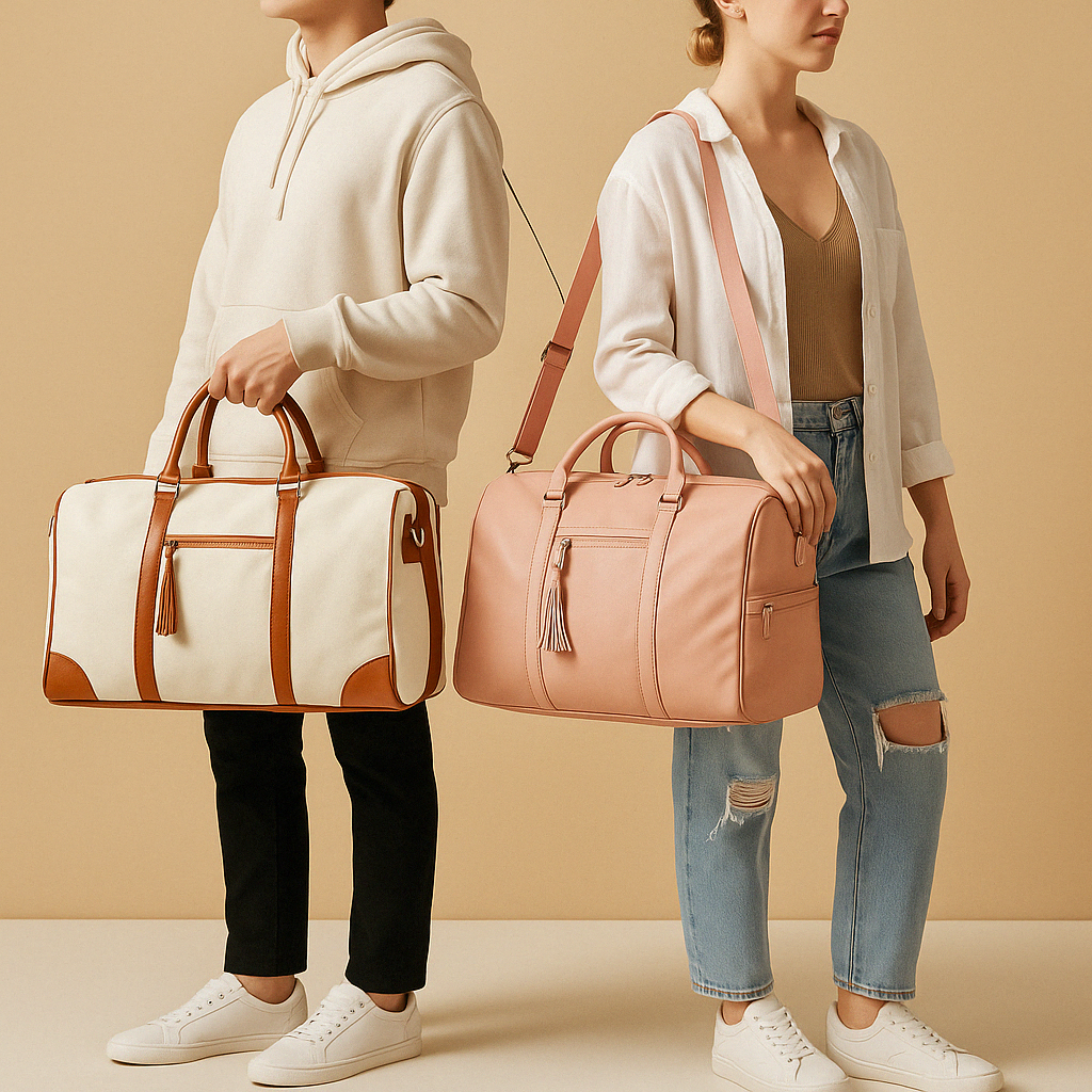 Convertible garment duffle bag for women with wrinkle-free flat packing design, water-resistant polyester material, and TSA-approved size for stylish travel.