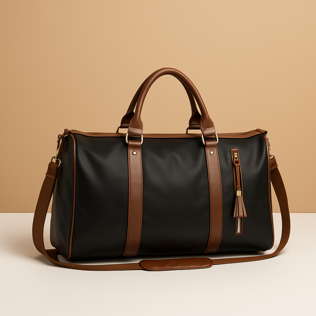 Convertible garment duffle bag for women with wrinkle-free flat packing design, water-resistant polyester material, and TSA-approved size for stylish travel.