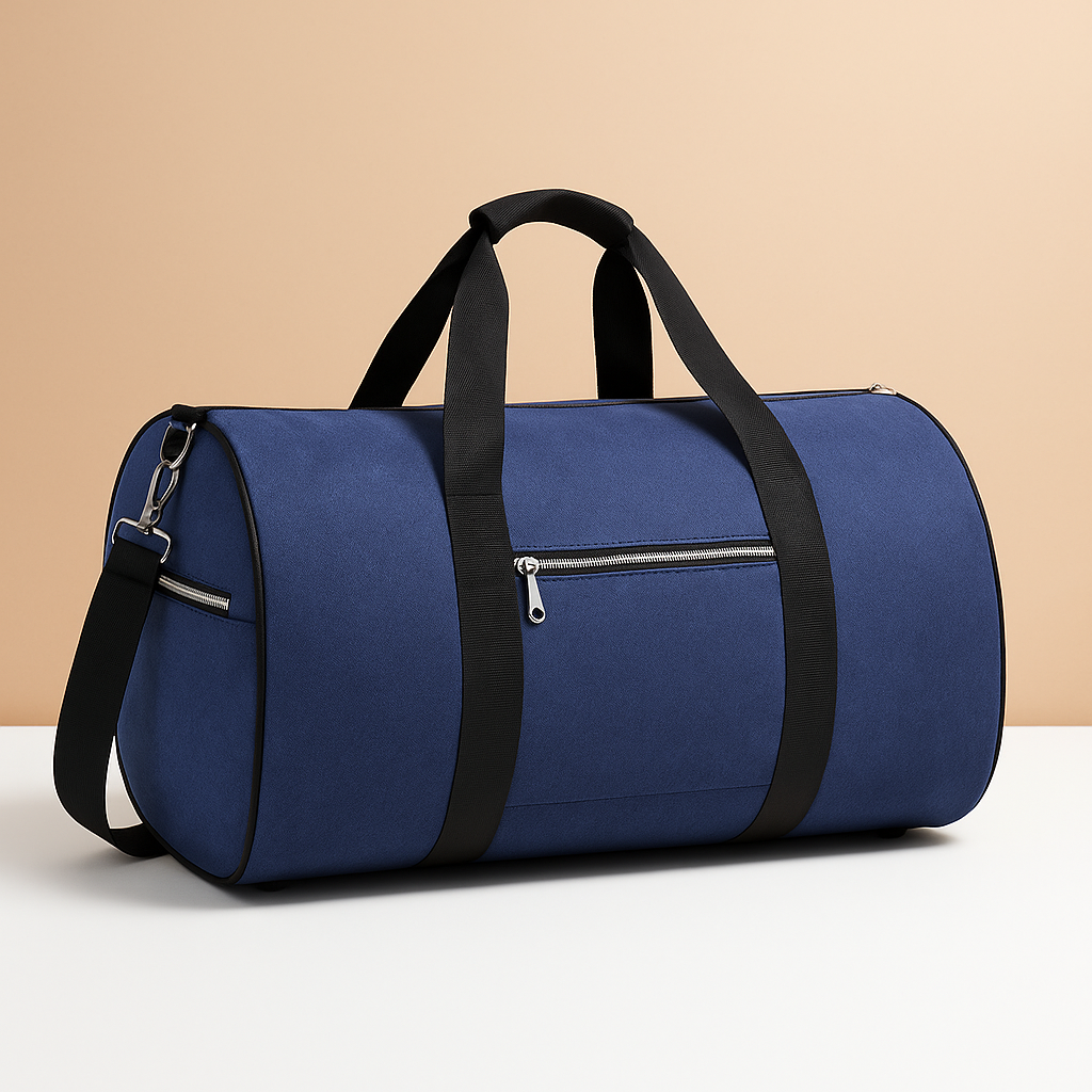 Convertible suit and duffle bag for men with wrinkle-free garment storage, water-resistant Oxford fabric, and multiple carrying options for travel.