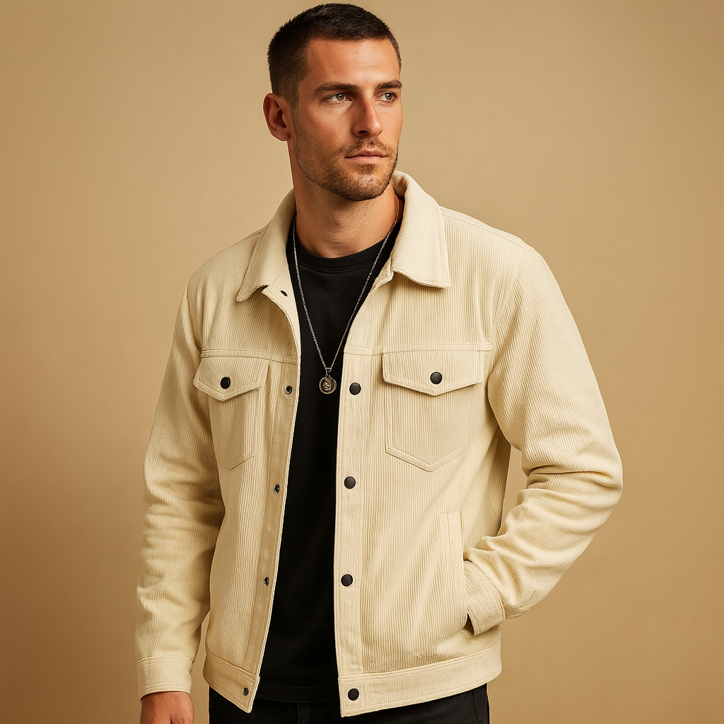 Men’s corduroy jacket with a timeless design and relaxed fit, ideal for daily wear, leisure, or casual occasions across seasons.