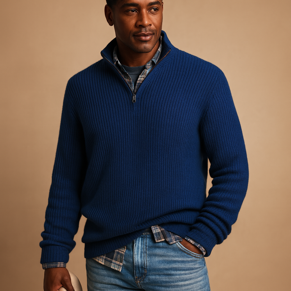 Men’s cotton winter sweater in timeless design, available in multiple colours and ideal for both casual and formal winter outfits.
