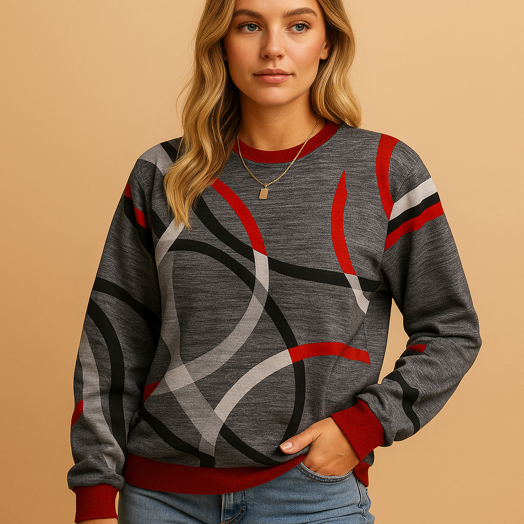 Loose-fit pullover sweater for women made of breathable air-layer fabric, perfect for casual wear in spring, autumn, and winter.