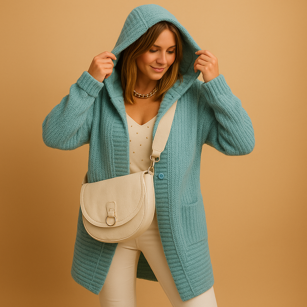 Soft knit open-front cardigan for women, perfect for autumn layering and everyday wear, combining comfort with effortless style.