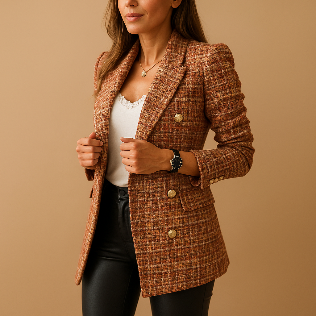 Women’s fitted blazer in brown, black, or khaki with elegant silhouette, ideal for office days, formal settings, or smart casual wear.
