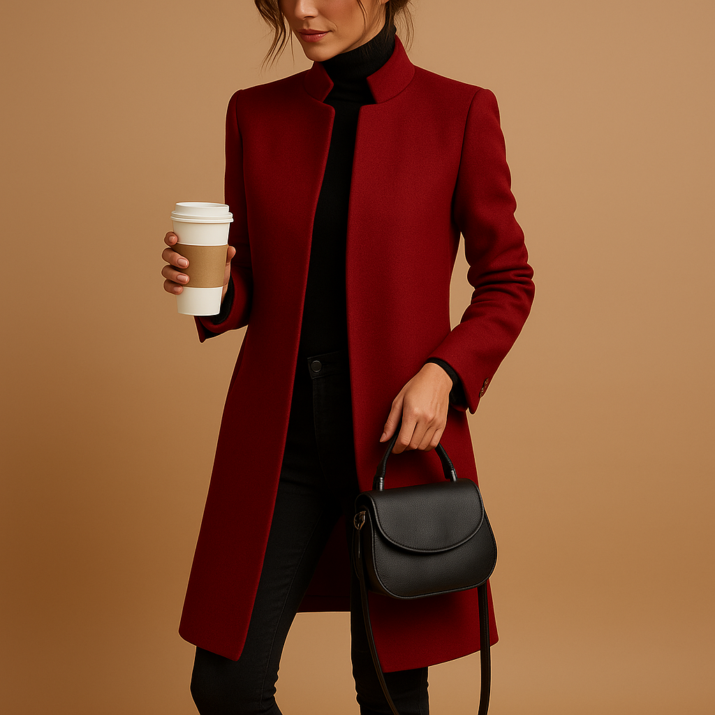 Elegant long-sleeve spring coat for women with practical pockets and tailored fit, ideal for business meetings or stylish daily wear