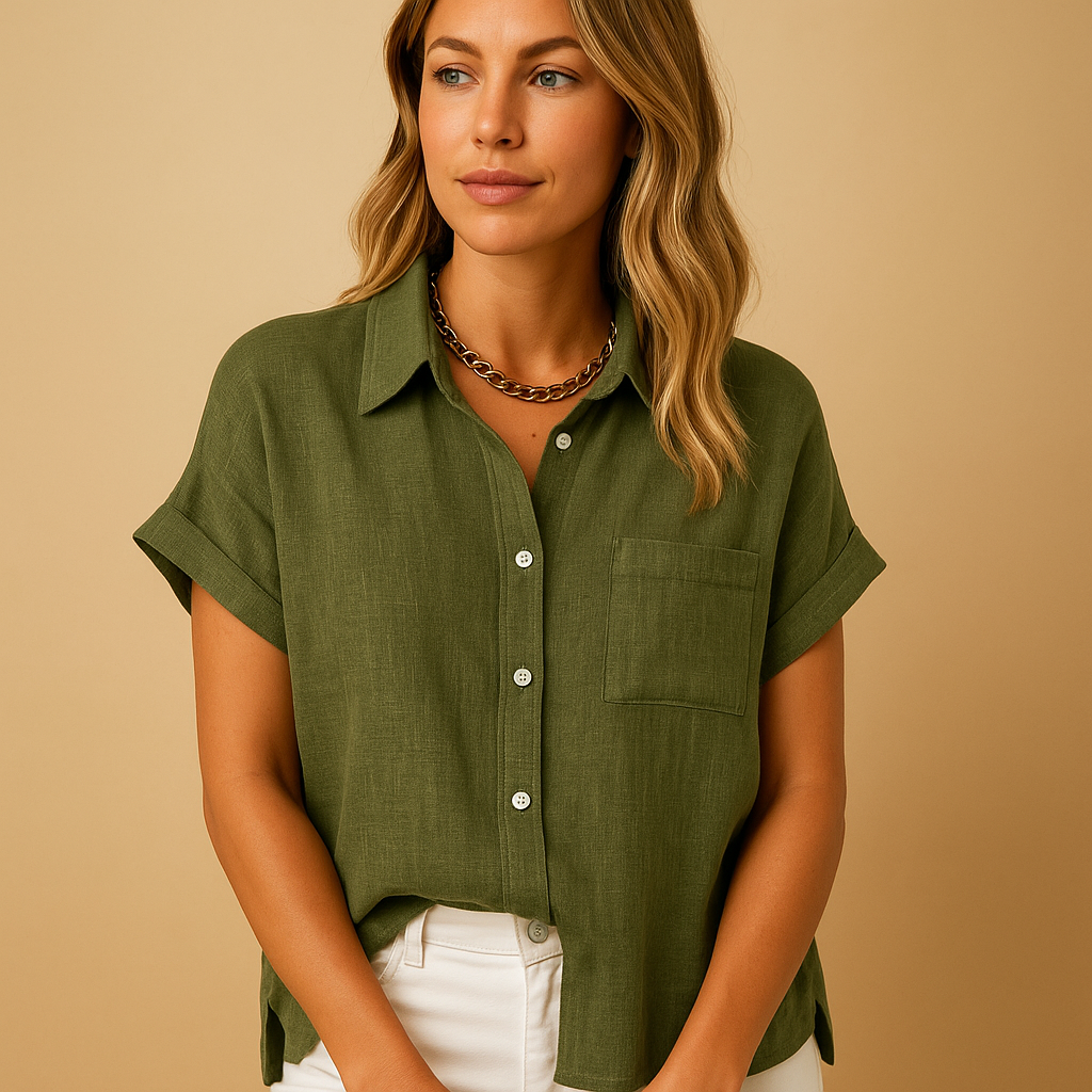 Elegant summer blouse for women in breathable fabric with casual-chic fit, perfect for warm days and versatile summer occasions.