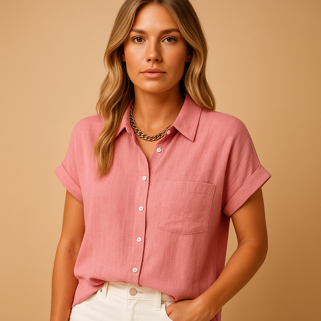 Elegant summer blouse for women in breathable fabric with casual-chic fit, perfect for warm days and versatile summer occasions.