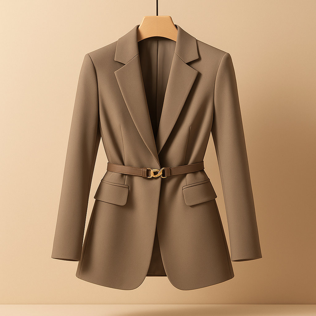 Elegant women’s tailored blazer in black, beige, or navy, ideal for office wear or stylish evening occasions.