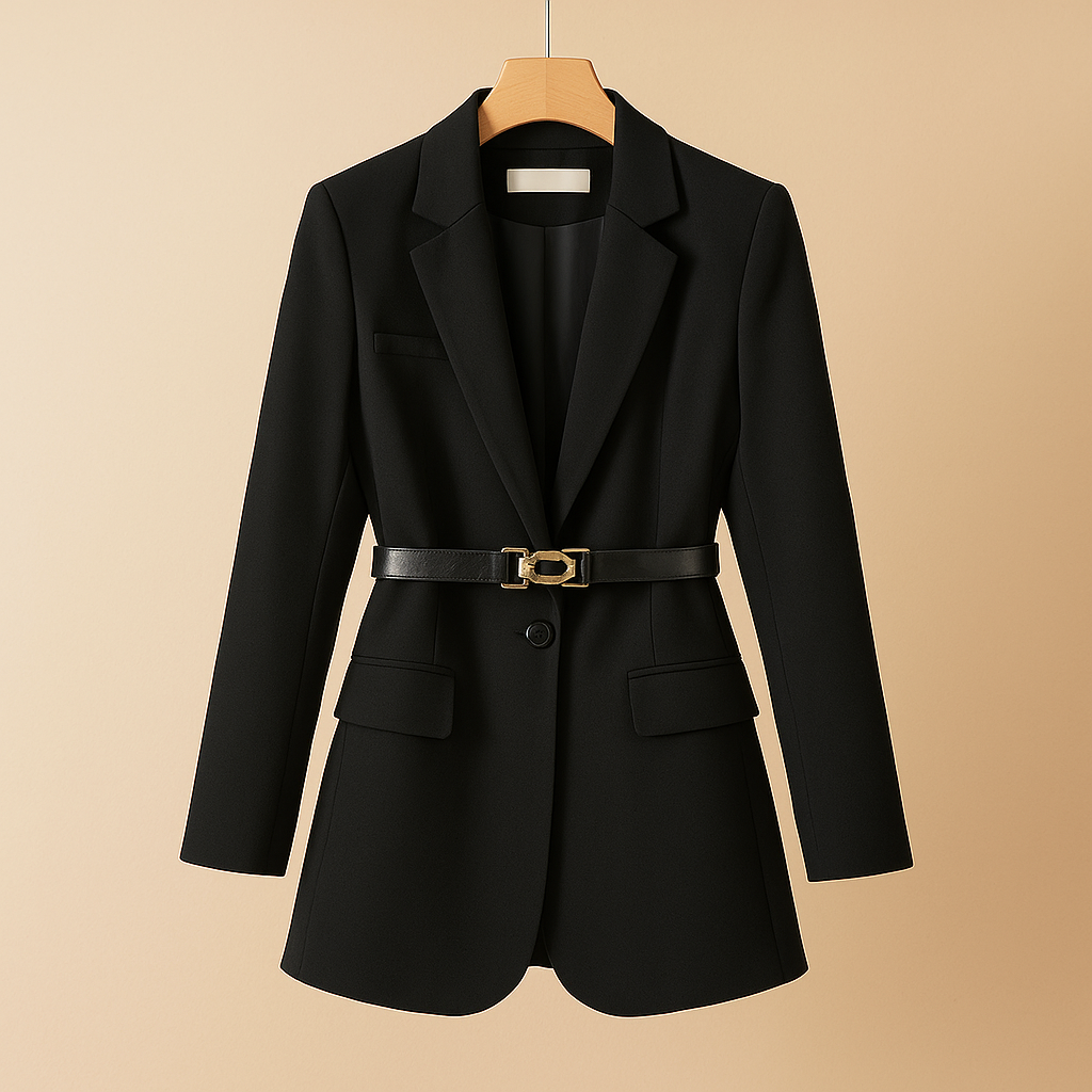 Elegant women’s tailored blazer in black, beige, or navy, ideal for office wear or stylish evening occasions.
