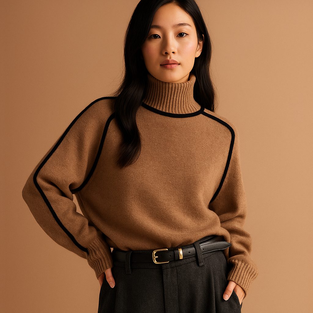 Women’s elegant turtleneck sweater with soft knit and tailored fit, ideal for cozy winter wear and sophisticated styling