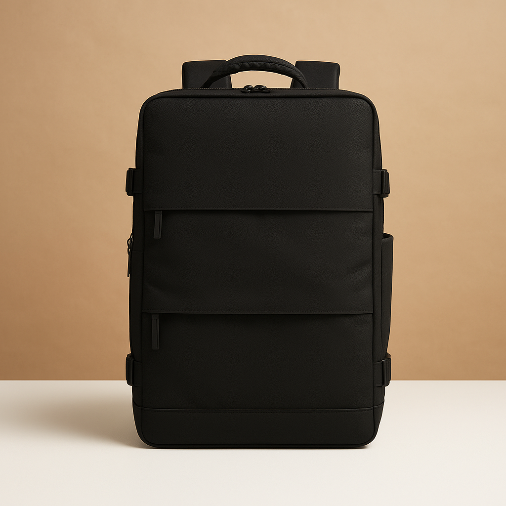 TSA-approved expandable travel backpack for women featuring a USB-charging port, luggage-style opening, and ergonomic cushioned back for comfortable journeys.