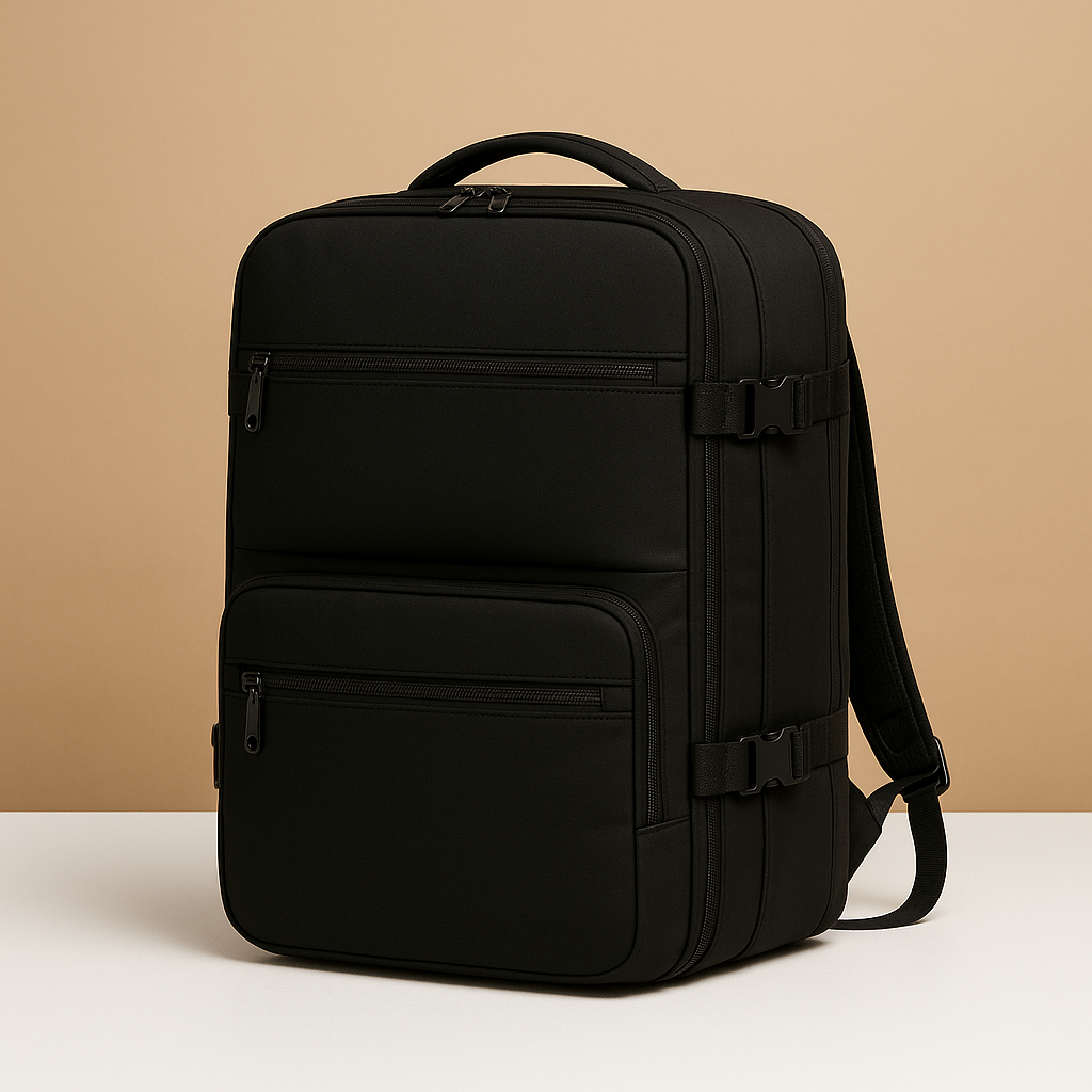 TSA-approved expandable travel backpack for women featuring a USB-charging port, luggage-style opening, and ergonomic cushioned back for comfortable journeys.