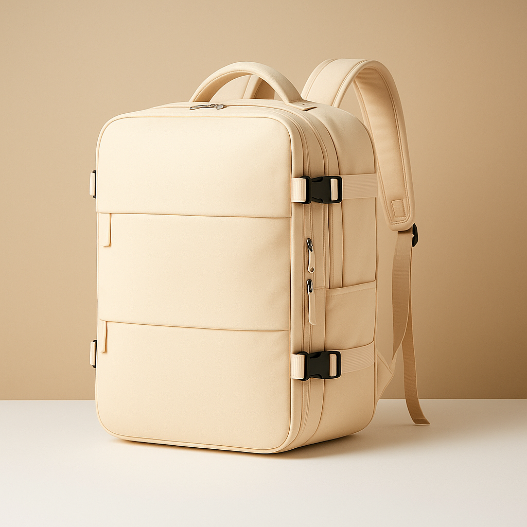 TSA-approved expandable travel backpack for women featuring a USB-charging port, luggage-style opening, and ergonomic cushioned back for comfortable journeys.