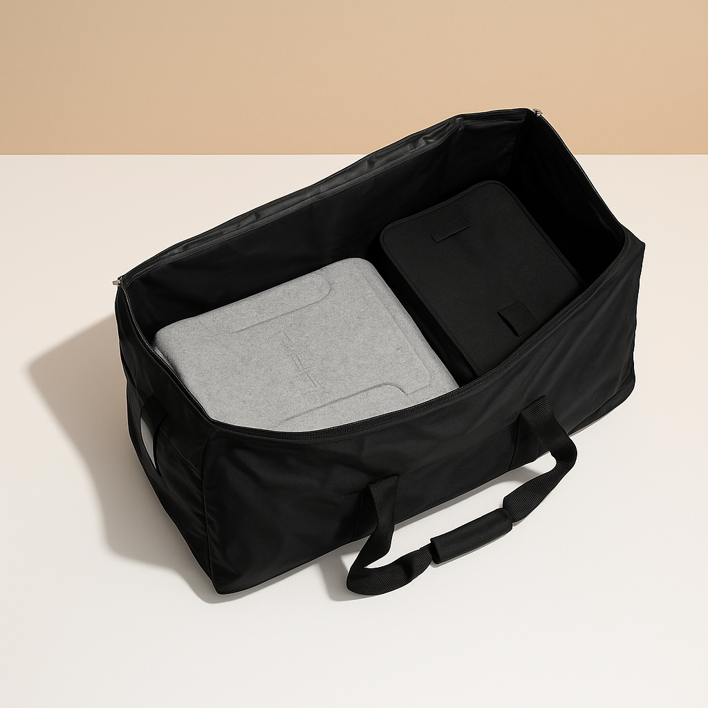 Expandable travel duffel bag for women with wheels, lightweight design, and large capacity for hassle-free travel and organised packing.