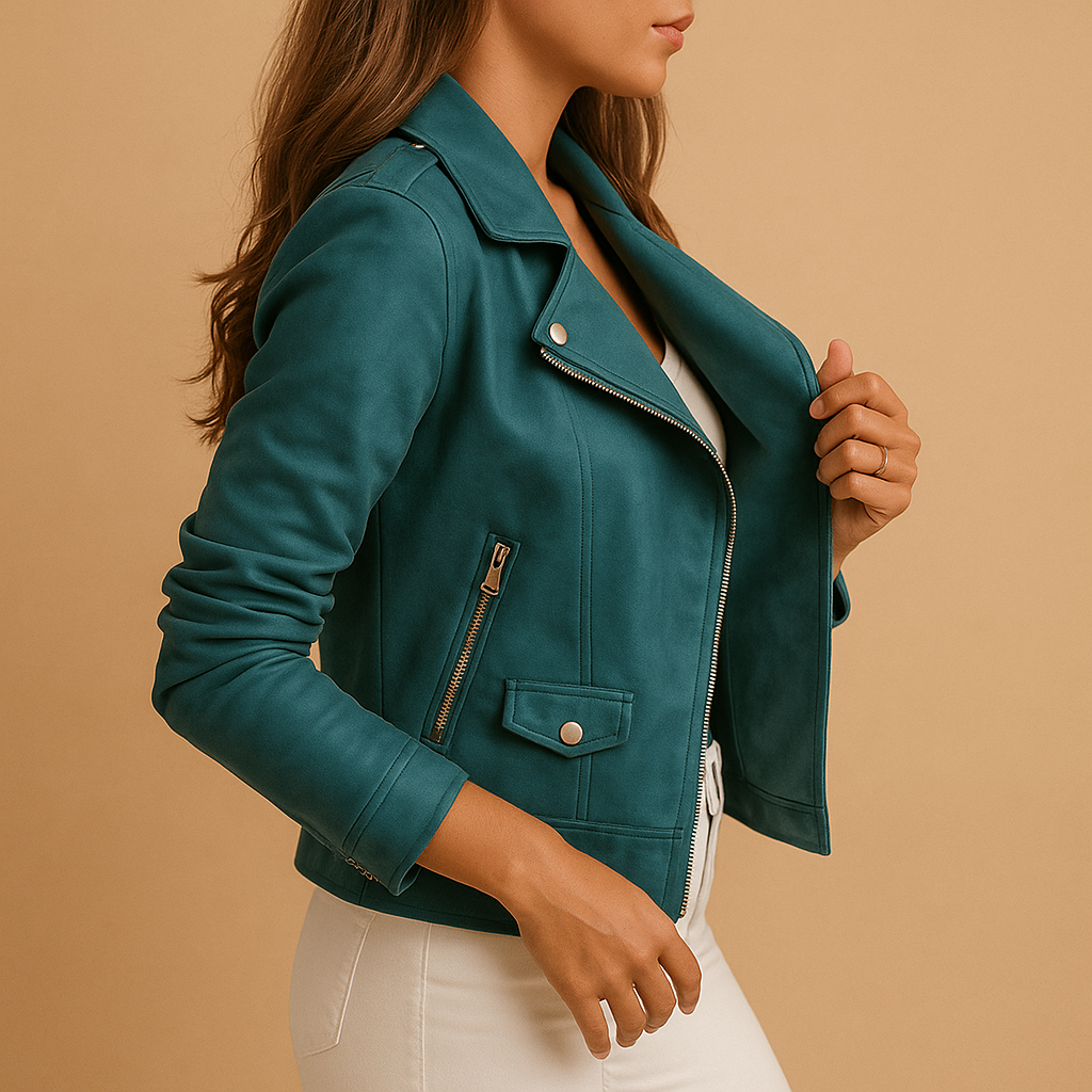 Fitted long-sleeve zip-up jacket for women with elegant silhouette and lightweight warmth, ideal for business or casual layering.