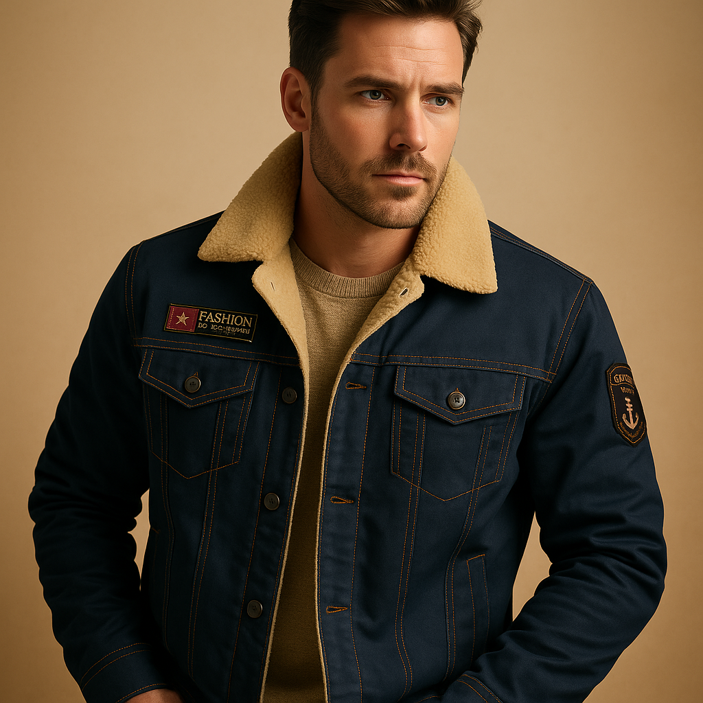 Men’s fleece motorcycle jacket with breathable fabric, sporty fit, and reinforced zones for added protection on cold rides
