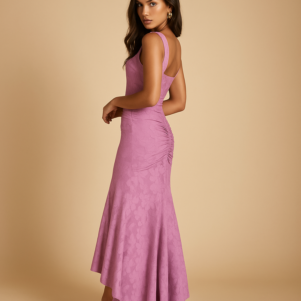 Floral midi dress for women with airy fit, perfect for spring and summer brunches, garden parties, and casual elegant looks.