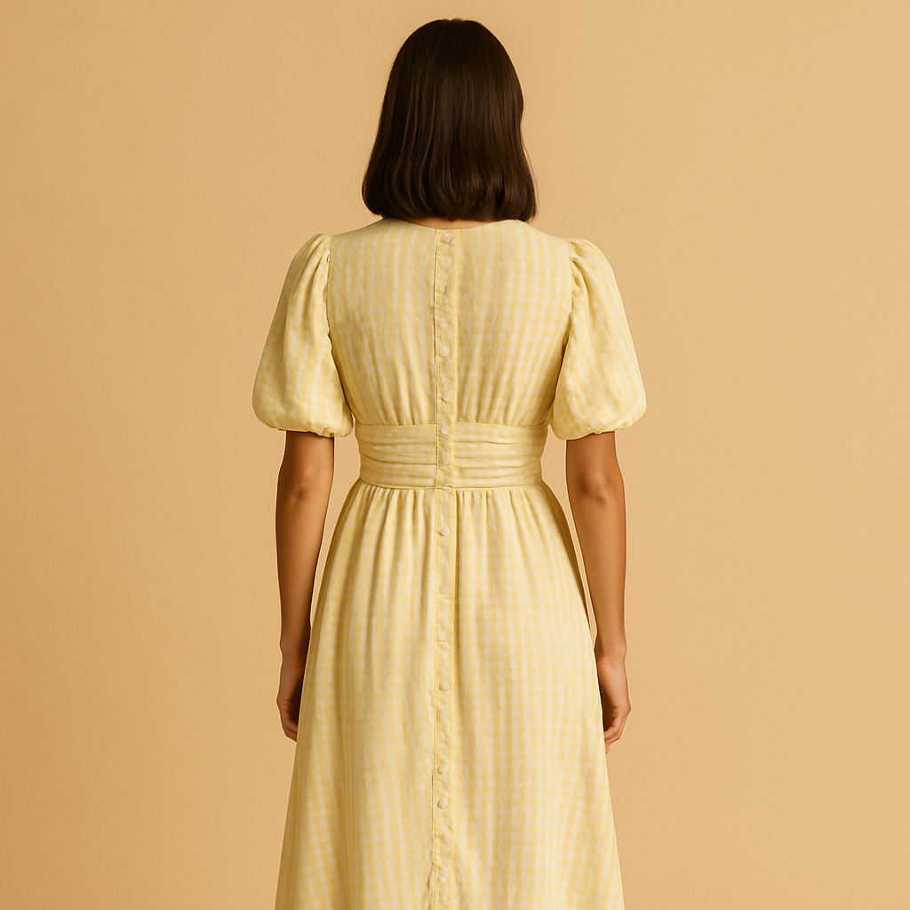 Flowy buttoned maxi dress with long sleeves for women | Danique