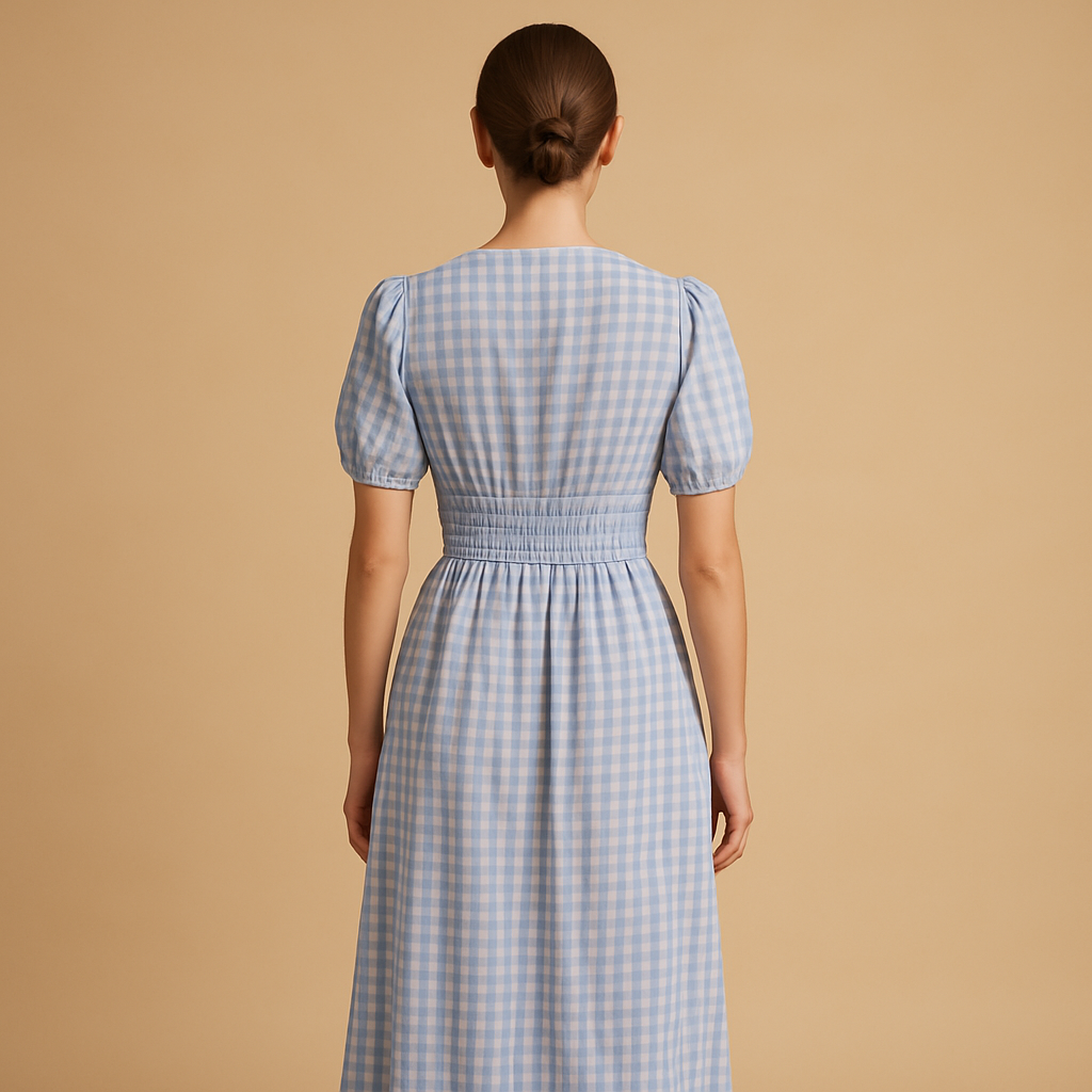 Flowy buttoned maxi dress with long sleeves for women | Danique