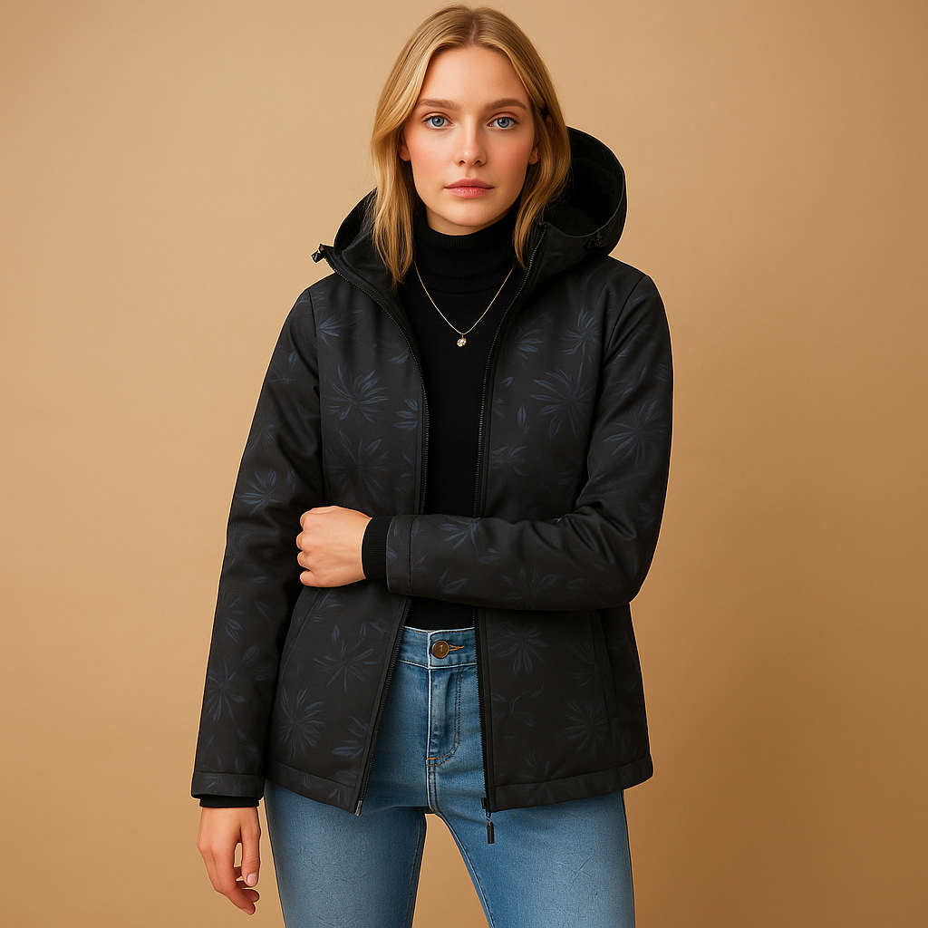 Lightweight hooded windbreaker jacket for women with zip-up front and relaxed fit, ideal for outdoor use and everyday layering.
