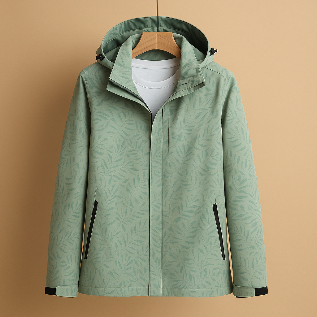 Lightweight hooded windbreaker jacket for women with zip-up front and relaxed fit, ideal for outdoor use and everyday layering.