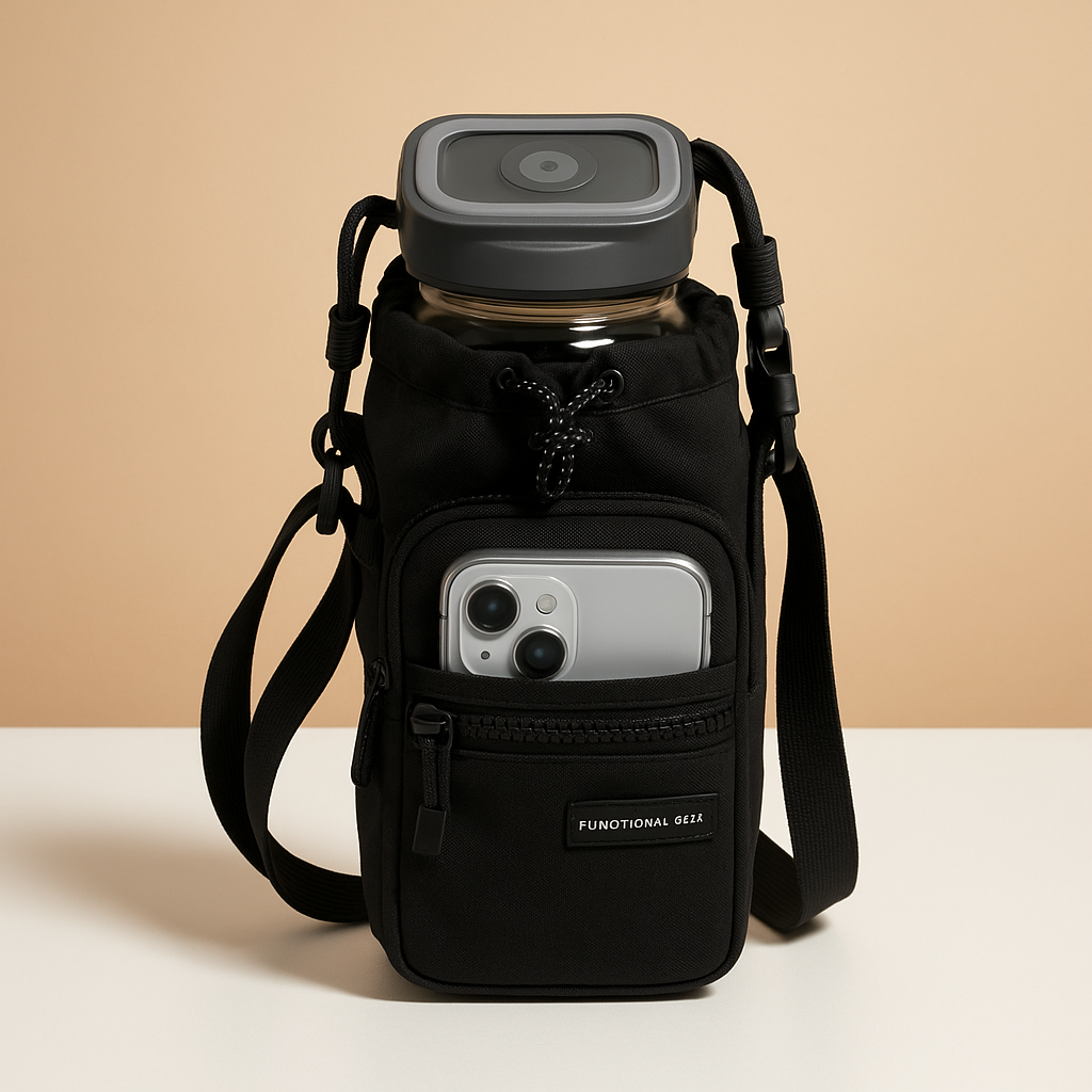 Women's insulated crossbody bottle bag with eco-friendly material, perfect for keeping drinks cool during outdoor adventures.