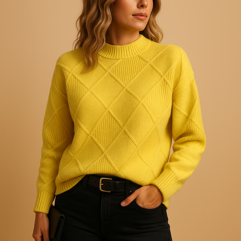 Women’s knitted turtleneck sweater in elegant design, ideal for everyday use and sustainably made for comfort and long-lasting style.