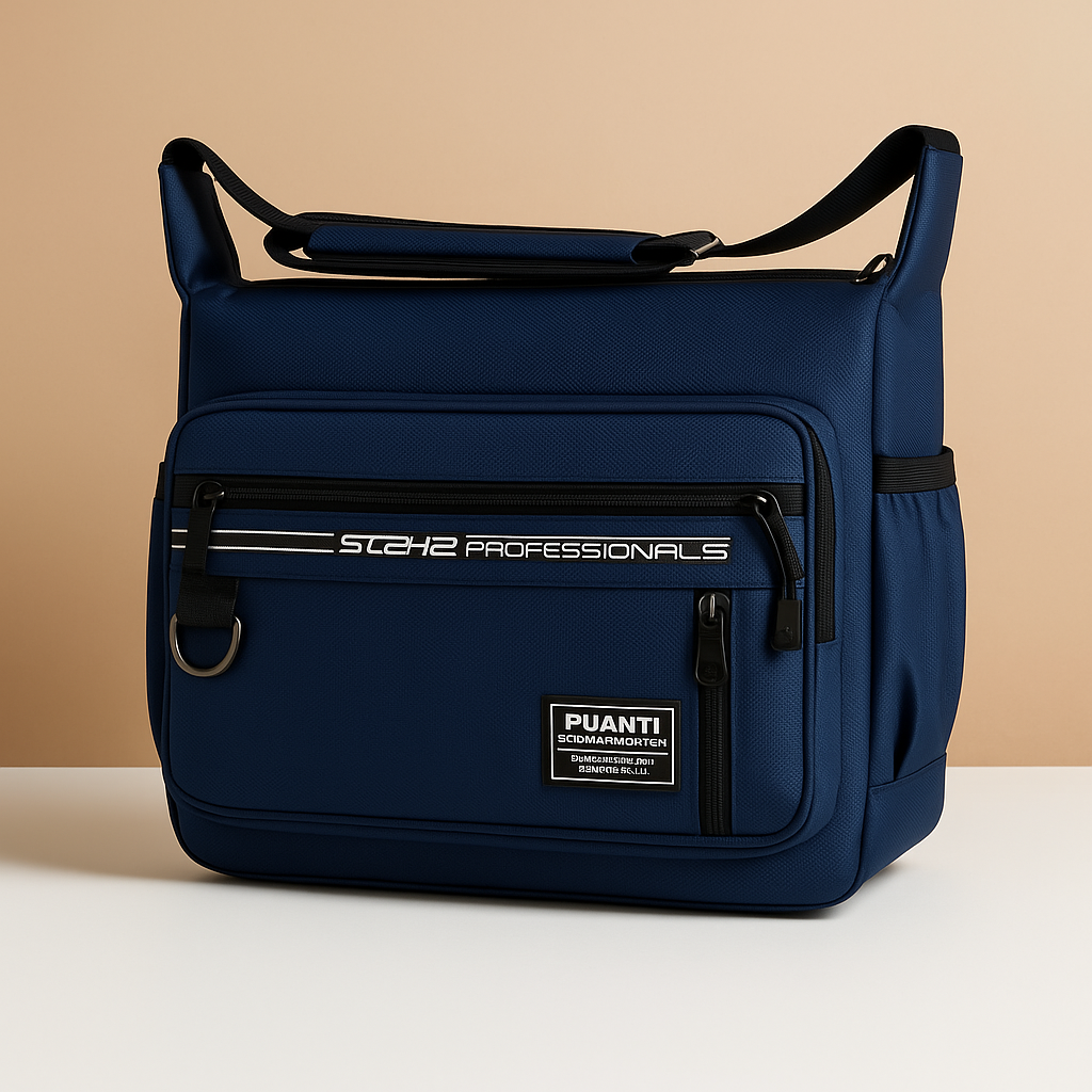 Men’s large anti-theft messenger bag with waterproof compartments, adjustable strap, and sleek black Oxford fabric for urban daily use