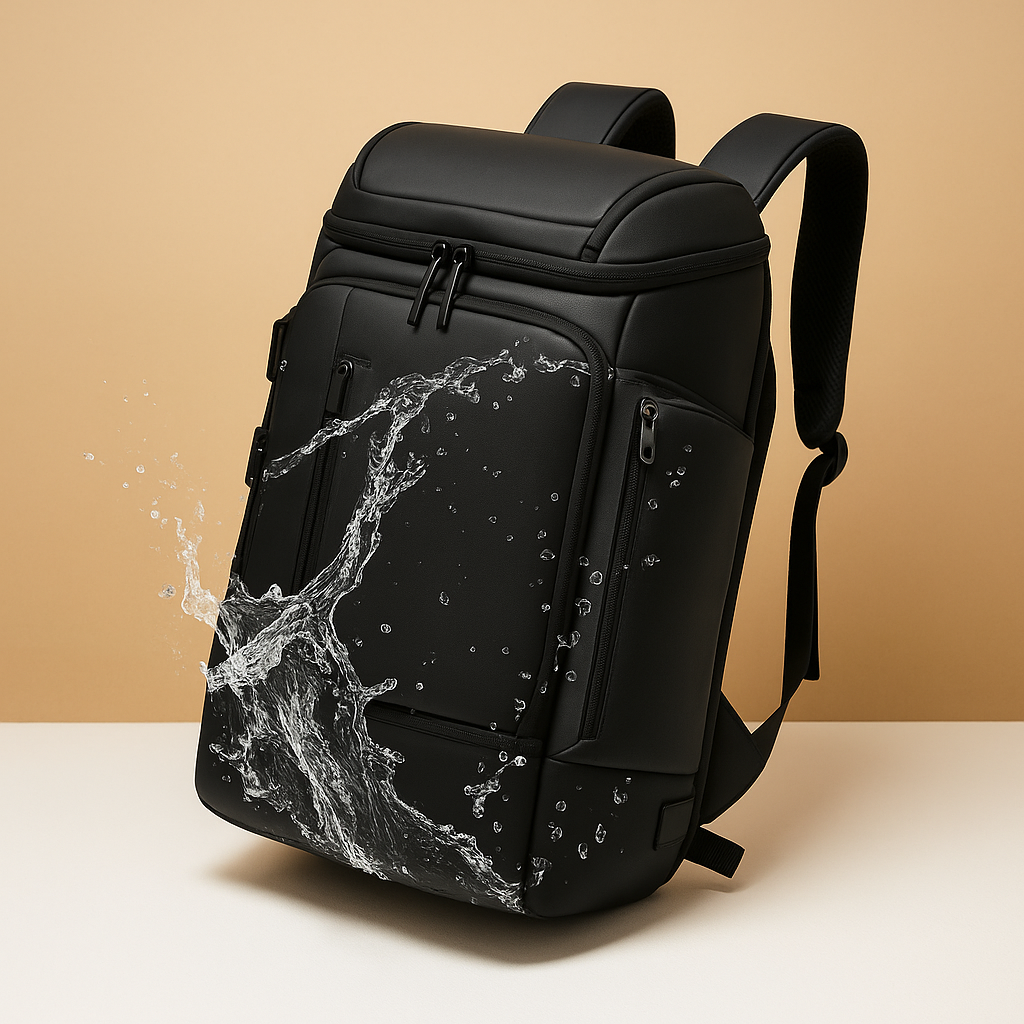 Large capacity hiking backpack for men featuring waterproof compartments, padded breathable straps, dedicated shoe compartment, and 45L spacious interior for outdoor adventures.