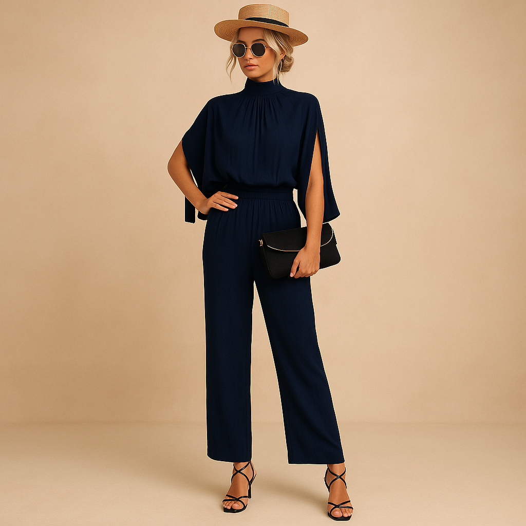 Lightweight summer jumpsuit for women with adjustable straps and pockets, perfect for beach days, casual outings, and warm evenings.