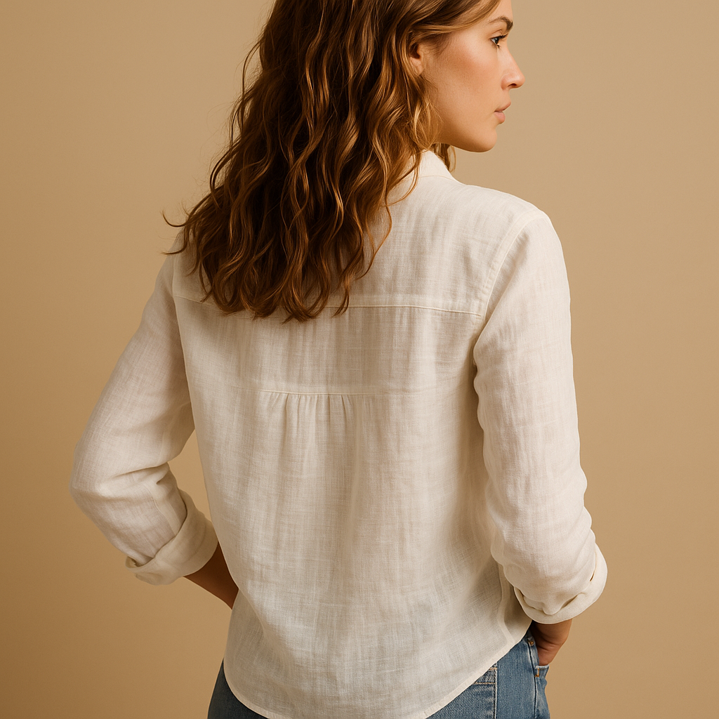 Lightweight autumn blouse for women with a loose casual fit and breathable fabric, ideal for daily wear or work in cooler seasons.