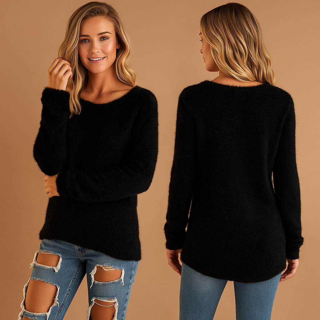 Women’s lightweight cotton knit sweater with crew neck and long sleeves—ideal for spring, summer layering, or casual all-season outfits.