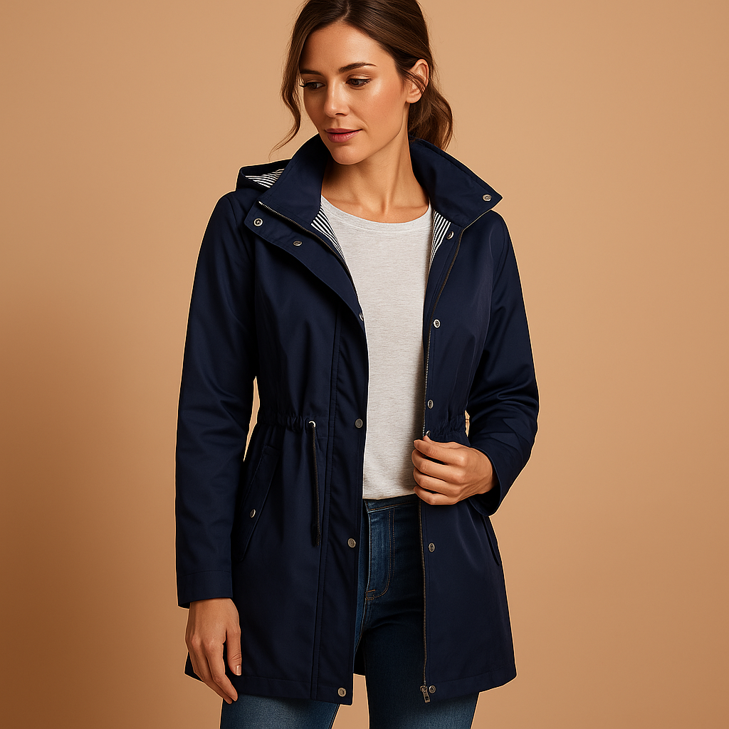 Women’s lightweight windjack with removable hood and long cut, water-repellent and perfect for all-weather outdoor adventures